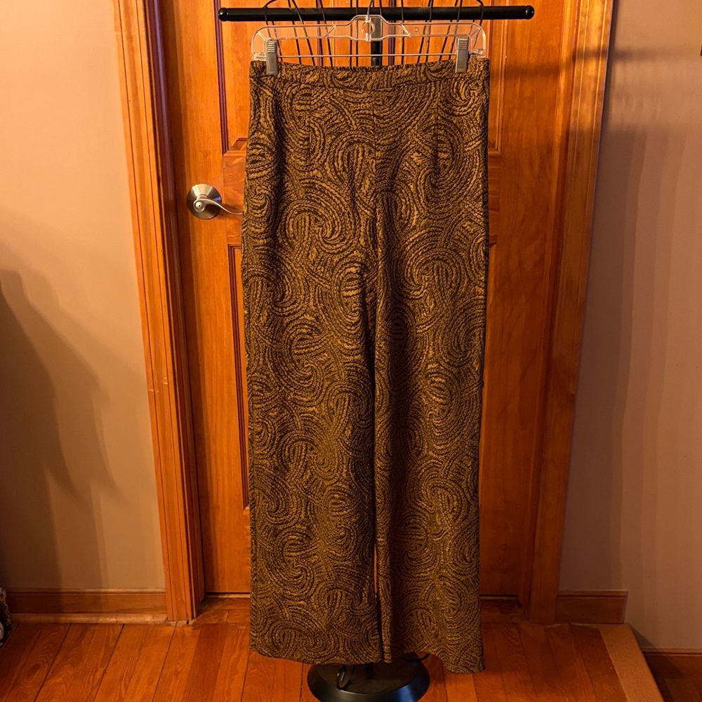 12th Tribe Brown Patterned Wide Leg Pants